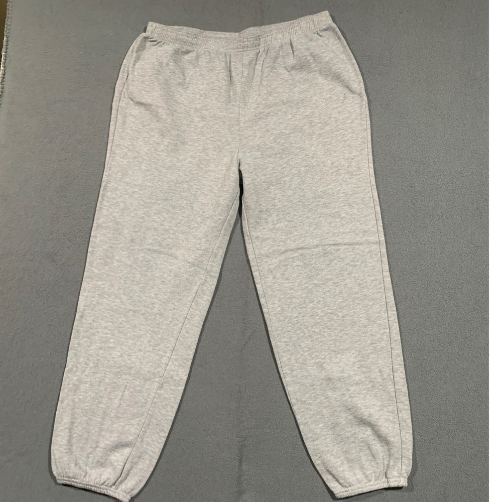 Mens Sweatpants Joggers Gray Size L Elastic Waist Gym‎ Wear Winter